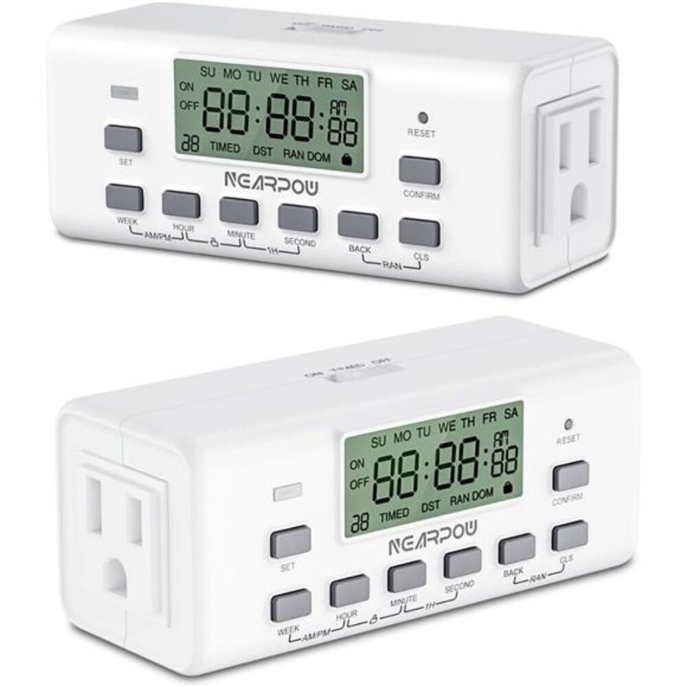 Digital Timer For Lamp With Dual Outlets,Programmable Timer In Door,Outlet Timer